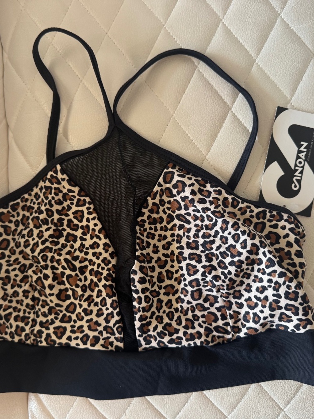 Canoan Leopard Print Mesh Sports Bra Large NWT